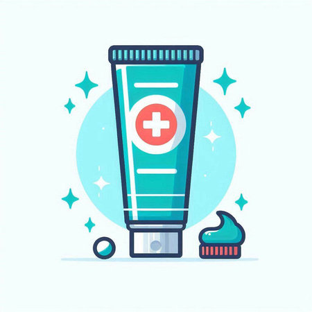 Cosmetic tube with a medical cross. Vector illustration in flat styleのイラスト素材