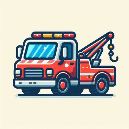 Vector illustration of a tow truck. Flat style. Vector illustration.のイラスト素材