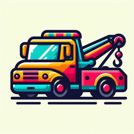 Tow truck icon. Vector illustration of a tow truck icon.のイラスト素材