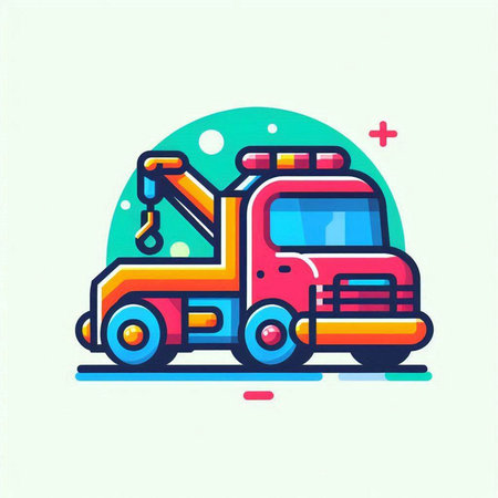 Tow truck icon. Flat illustration of tow truck icon for web designのイラスト素材