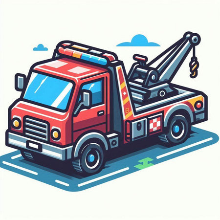 Illustration of a tow truck. Vector illustration of a tow truck.のイラスト素材