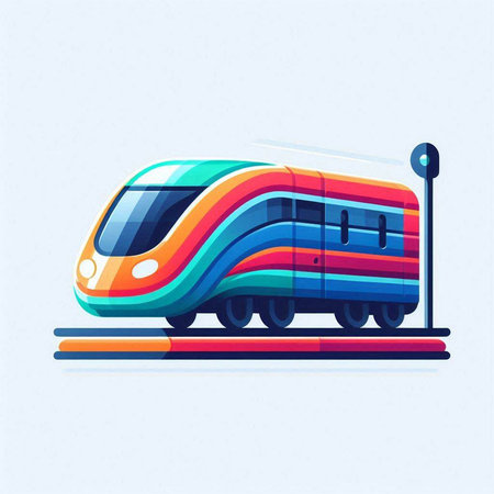 Modern high-speed train on the platform. Vector illustration in flat styleのイラスト素材