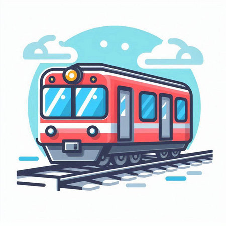 Train icon in flat style. Vector illustration on a white background.のイラスト素材