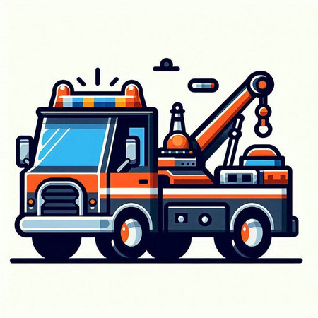Tow truck with crane. Vector illustration of a tow truck.のイラスト素材