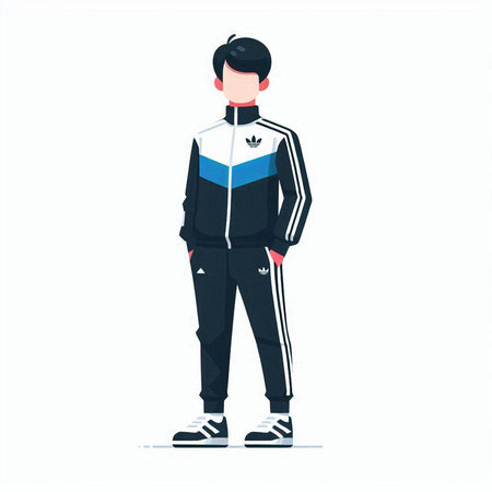 Young man in sportswear. Vector illustration in flat style.のイラスト素材
