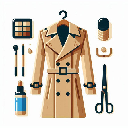 Vector illustration of a set of accessories for make-up and hairstyle.のイラスト素材