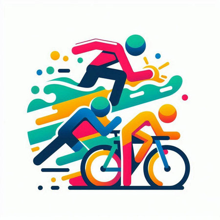 Cycling vector icon, colorful design, isolated on white background.のイラスト素材
