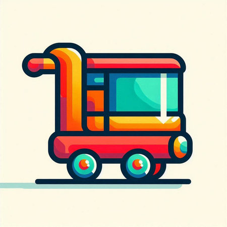 Colorful toy train isolated on a white background. Vector illustration.のイラスト素材