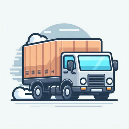 Vector illustration of a cargo truck on a white background. Flat style.のイラスト素材