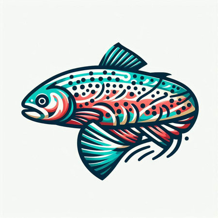 Fish. Vector illustration of a fish with a pattern on a white background.のイラスト素材