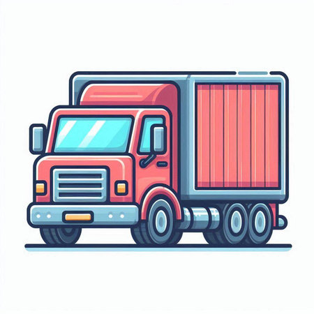 Cargo truck. Vector illustration in flat style isolated on white background.のイラスト素材