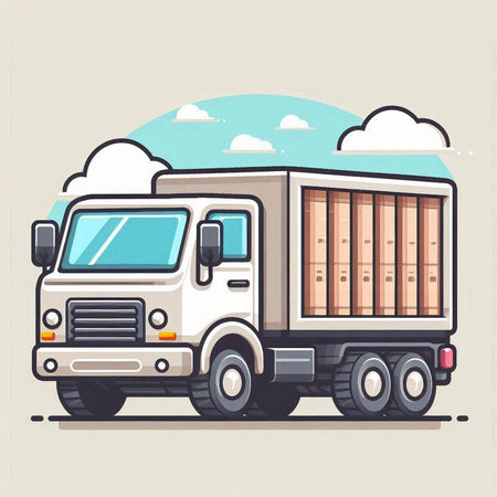Cargo truck. Vector illustration on the theme of delivery of goods.のイラスト素材