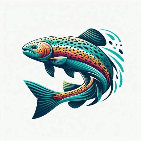 Vector illustration of a stylized rainbow trout in the form of a fish.のイラスト素材