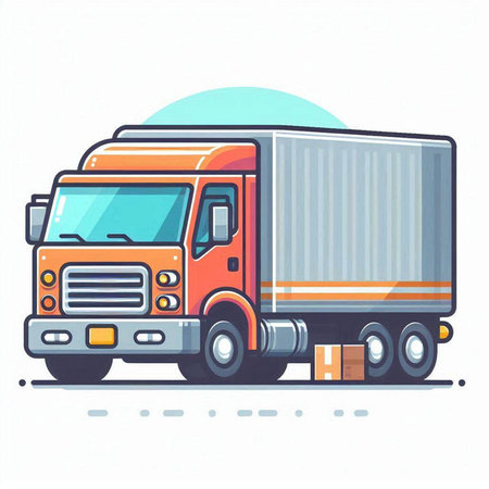 Cargo truck isolated on white background. Flat style vector illustration.のイラスト素材