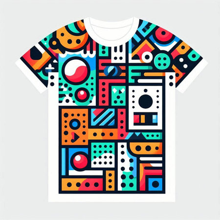 T-shirt design with abstract colorful geometric pattern. Vector illustration.のイラスト素材