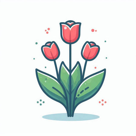 Bouquet of tulips. Vector illustration in cartoon style.のイラスト素材