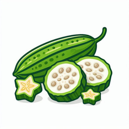 Illustration of fresh cucumber isolated on white background. Vector illustration.のイラスト素材