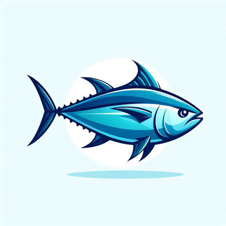 Tuna fish vector logo icon illustration. Seafood logo template.のイラスト素材