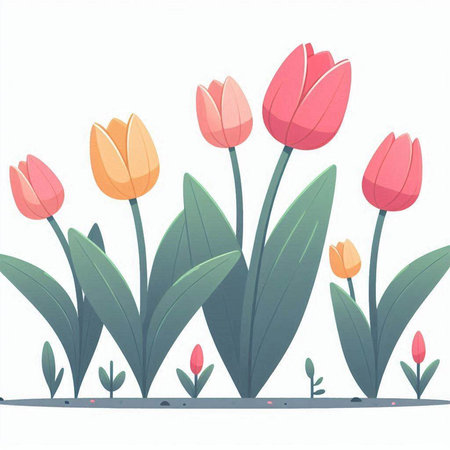 Tulips in the garden. Vector illustration, EPS 10.のイラスト素材