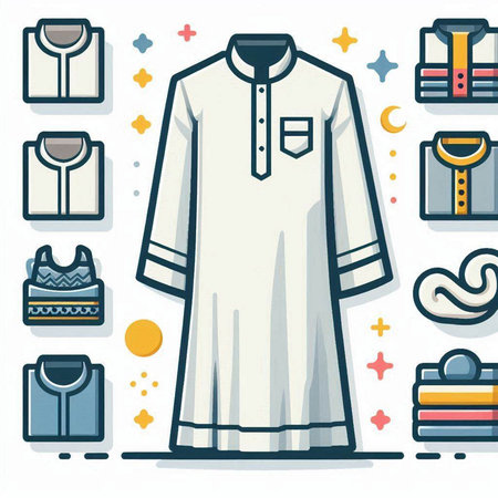 Fashion clothing and accessories icons set in flat style. Vector illustration.のイラスト素材