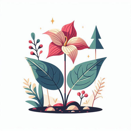 Flowers and plants in flat style. Vector illustration for your designのイラスト素材