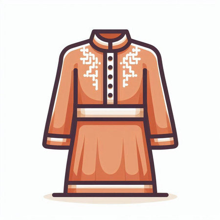 Ukrainian folk costume. Traditional ethnic clothes. Vector illustration.のイラスト素材
