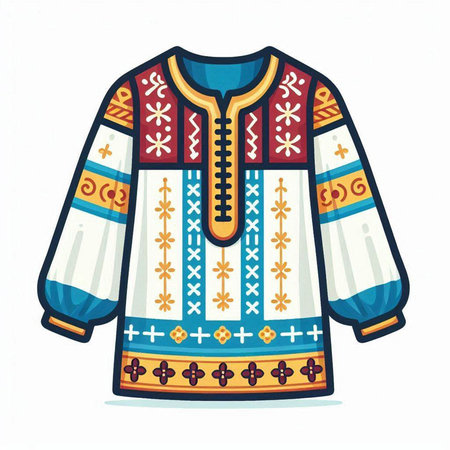 Vector illustration of Ukrainian folk costume. Isolated on white background.のイラスト素材