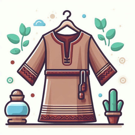 Ethnic clothes on a hanger. Vector illustration in flat styleのイラスト素材