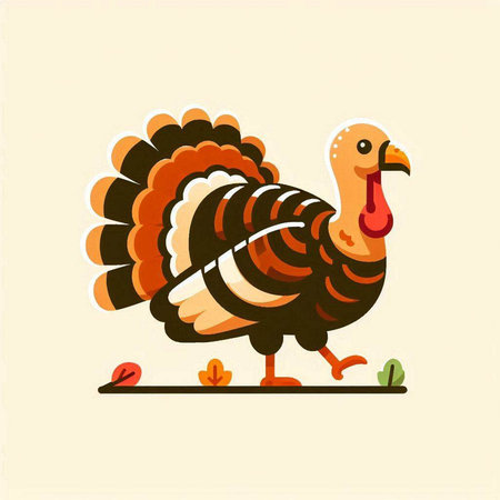 Turkey vector illustration. Cute cartoon turkey isolated on white background.のイラスト素材