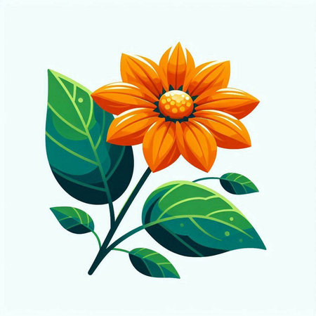 Bouquet of orange flowers with green leaves. Vector illustration.のイラスト素材