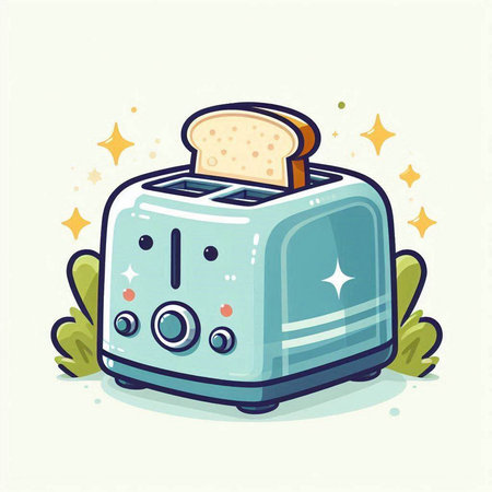 Illustration of a toaster in cartoon style. Vector illustration.のイラスト素材