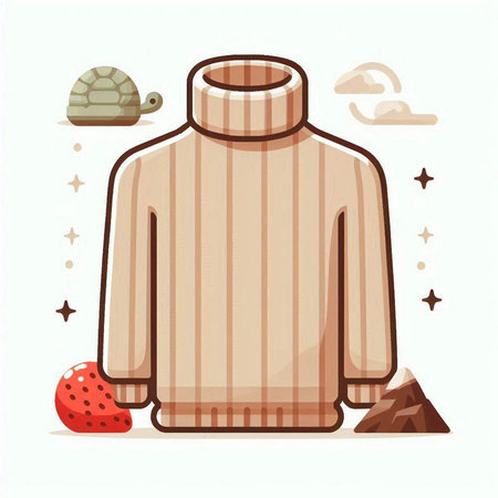 Cute vector illustration of a knitted sweater and a strawberry.のイラスト素材
