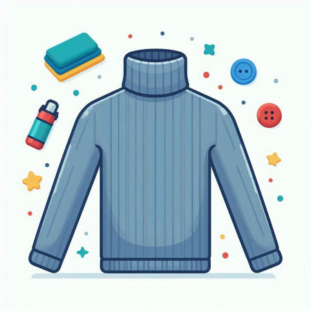 Vector illustration of men's sweater and accessories on a white background.のイラスト素材