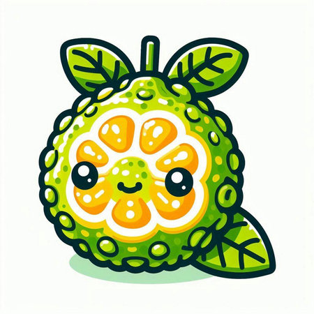 Kiwi fruit cartoon character on white background. Vector illustration.のイラスト素材