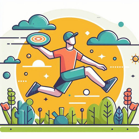 Running man in sportswear. Healthy lifestyle. Vector illustration in flat style.のイラスト素材
