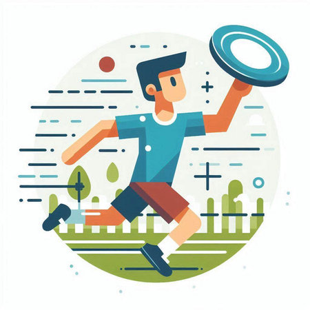 Soccer player running with ball in hands. Flat vector illustration.のイラスト素材
