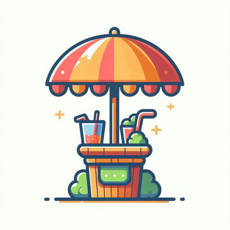 Illustration vector graphic of ice cream cart icon in flat color designのイラスト素材