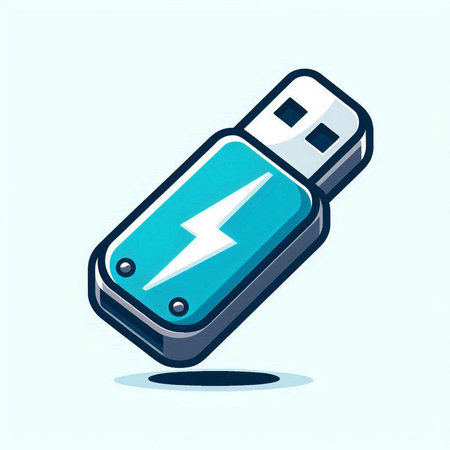 USB flash drive icon on blue background. Vector illustration. Eps 10.のイラスト素材