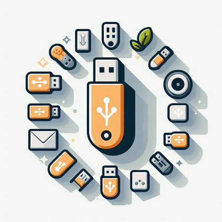 USB flash drive icon. Flat design, vector illustration, vector.のイラスト素材