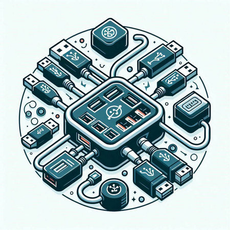 Electronic circuit board. Vector illustration in the form of a circle.のイラスト素材
