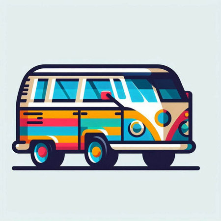 Retro van. Vector illustration in flat design style. EPS 10のイラスト素材