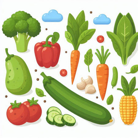 Vegetables and fruits vector illustration. Vegetables and fruits.のイラスト素材