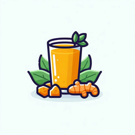 Illustration of a glass of ginger juice. Vector illustration in a flat style.のイラスト素材