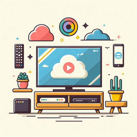 Flat design modern vector illustration concept of online video streaming, webinar, webinar, online education.のイラスト素材