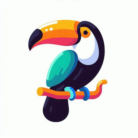 Tropical Toucan bird. Vector illustration isolated on white background.のイラスト素材