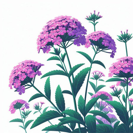 Purple hydrangea flowers on white background. Vector illustration.のイラスト素材