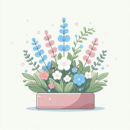 Flowers in a pot on a white background. Vector illustration.のイラスト素材