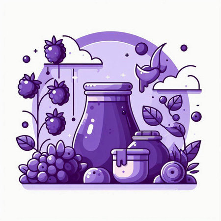 Fruit juice in a jar. Vector illustration in cartoon style.のイラスト素材
