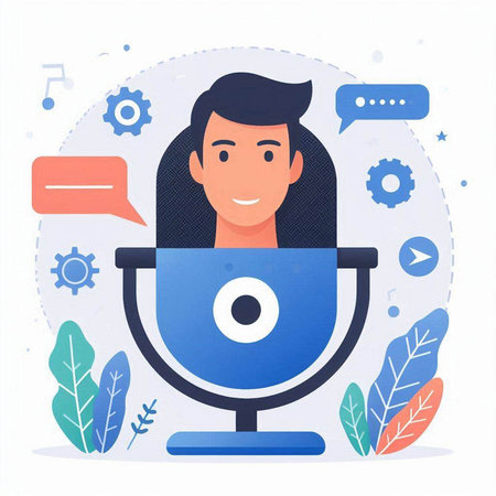 Video conference concept. Flat style vector illustration. Cartoon character with laptop.のイラスト素材