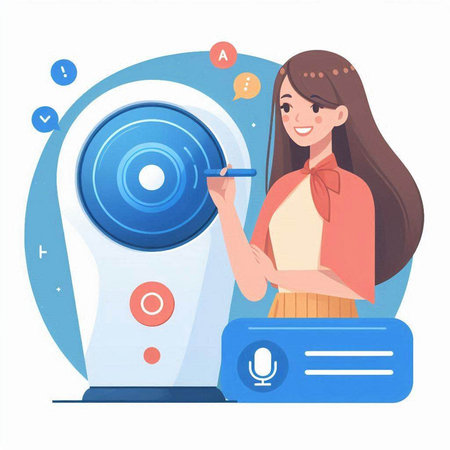 Woman with remote control. Cartoon character. Vector illustration in flat styleのイラスト素材